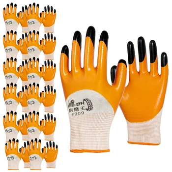 12 pares de Resistência ao Desgaste de Segurança Luvas de Trabalho de Trabalho de Homens, Luvas Para Mecânico de Proteção para as Mãos