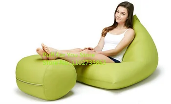 123cmx105cmx67cm Personalizado Preguiçoso Sofá Cadeira Única Sala de estar Relaxar Interior de Trás do Suporte do Saco de Feijão com banquinho dobrável apoio para os pés