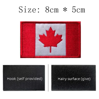 1pc Canadá Do Mundo Sinalizador de Gancho E Loop Patch Bordado de Alta Qualidade 8cm*5cm de Artesanato/Stripe/Maple Leaf