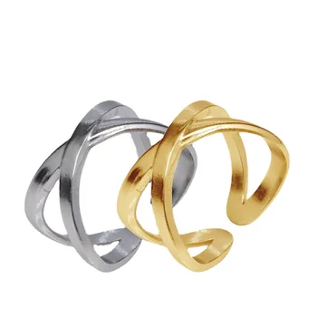 1Pcs de Jóias de Moda Retro Cruz de Aço Inoxidável, Anéis Casal Europeu em Estilo Americano Galvanizados Anéis Ajustáveis para Unisex