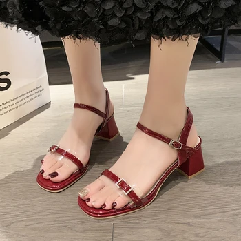 2023 Sapatos da Moda para as Mulheres Pulseira de Fivela de Mulheres Sandálias de Festa de Verão, Sandálias Praça Calcanhar Senhoras de sapatos de Salto da Sandália Zapatos