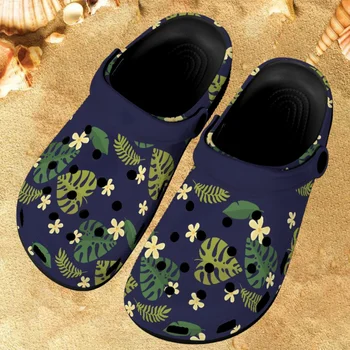 2023 Verão De Novo Antiderrapante Jardim Sapatos Tropical Monstera Design De Sandálias Femininas Clássico Respirável Slides Sandalias De Mulher