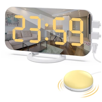 Alto Relógio Despertador Digital para o Pesado Dormentes de Adultos com Cama de agitadores,2 USB, Carregador, Ajustável do DIODO emissor de Luz, função Soneca, o Alarme