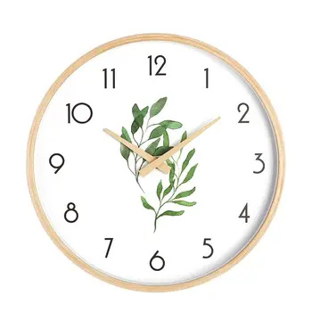 Criativo de Madeira Grande Relógio de Parede Moderno Sólido Moldura de Madeira Agulha Folha Silêncio de Parede, Relógios de Decoração de Casa de Relógio de Parede Dom FZ781