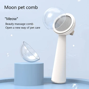 Criativo Pet Grooming Escova de Cabelo com Tampa Lua de Design Pente de Cabelo de Cachorro Pequeno Gato Ergonomicamente Projetado em forma de Cone, Identificador de