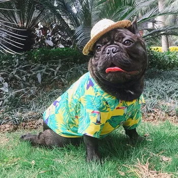 Cão de estimação de Verão do Havaí Roupas de Praia do Coco Flor da Árvore de Camisa Para o Cão Cachorro Gato Fina de Manga Curta Roupas Árvore Impresso T-shirt