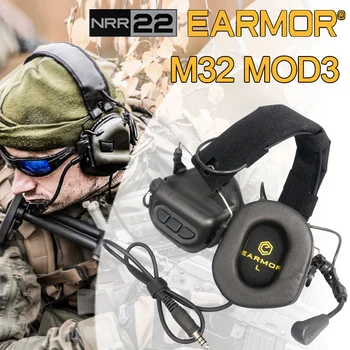 EARMOR M32 o mod-3 Tático Fone de ouvido Fone de Proteção Auditiva de Tiro protetores de ouvido com Microfone, Amplificação de Som