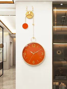 Frete grátis, luz de luxo relógio de bronze, estilo moderno, casa-relógio de parede, simples relógio acessórios