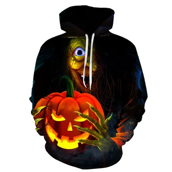 Halloween Jack-O'-Lantern Horror Zumbi com Capuz Homens/Mulheres de Impressão 3D do Cérebro chupando punk Streetwear Harajuku Estilo de Hoodies