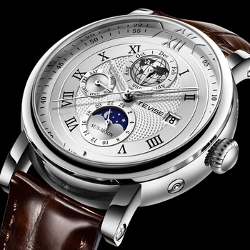 Homens Relógios TEVISE de melhor Marca de Luxo Relógio Mecânico Automático Mens de Negócios de Moda do Couro Impermeável Relógio Relógio Masculino
