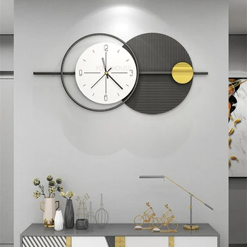 Nordic de Metal Decorativo Relógio de Parede para Sala de estar, Móveis de Silêncio Relógio de Parede Criativo de Arte do Restaurante, a Decoração da Parede de Quartzo Relógios