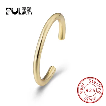 Nova Moda Simples CC Abertura de Anel Ajustável Atacado ródio ouro 14K placa de Prata 925 Esterlina, anel liso jóias Para Mulheres