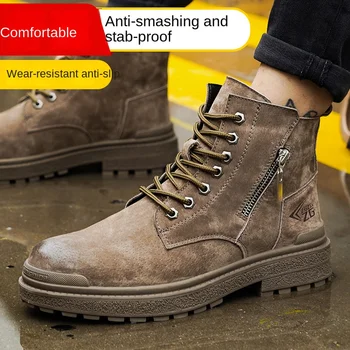 Novo Tipo De Trabalho de Proteção de Sapatos de Homens de Alta Topo Anti Lmpact Anti Punção Sapatos de Segurança Anti-Queimadura E Resistente ao Desgaste Sapatos
