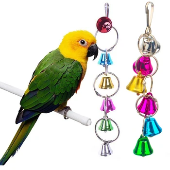 Pássaro colorido Papagaio Bell Brinquedos Pendurados na Gaiola do Pássaro Ninho Mastigar Brinquedos de Morder Pássaro de Brinquedo Bell Toy Pequenos Animais Suprimentos