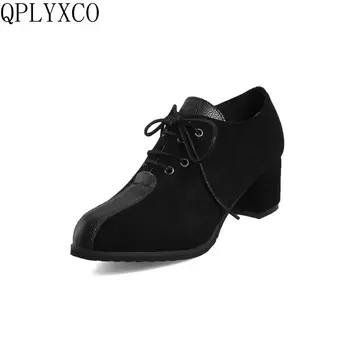 QPLYXCO Super grande pequeno 28-52 Tamanho mulheres de salto alto sapatos de senhoras plataforma de moda laço bombas festa de casamento sapatos casuais Y701