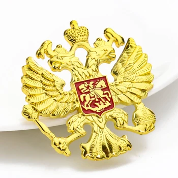 Russo Cor De Ouro Águia Broches Emblema Nacional Pinos De Crachá De Saint George Broche Gola Do Terno Pin De Lapela Mulher Jóias