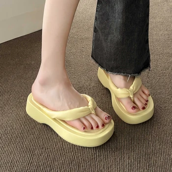 Sapatos para as Mulheres 2023 Venda Quente Flip-Flops Mulheres Chinelos de Verão Casual Chinelos Mulheres Sólido Sapatos Femininos Plataforma Chinelos de quarto