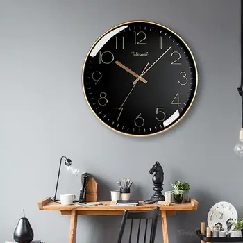 Silêncio Relógio De Parede Design Nórdico Vintage Redonda Grande Relógio De Parede Minimalistas Industrial Reloj Pared Decorativo Jogos De Decoração