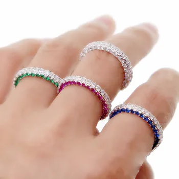 simples engagment anéis para as mulheres de presente a eternidade bandas vermelho azul verde branco bling cúbicos de zircônia pavimentação dedo de jóias para casamento