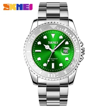 SKMEI melhores marcas de relógios de Luxo, Para Homens de Aço Inoxidável Data Homem da Moda Quartzo relógio de Pulso Esporte Impermeável Relógio Relógio Masculino