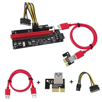 VER009S Plus PCI-E Placa Riser 009S PCIE 1X a 16X Extensor de 6Pin de Energia 30 CM 60 CM 100 CM Cabo USB 3.0 para Placa Gráfica
