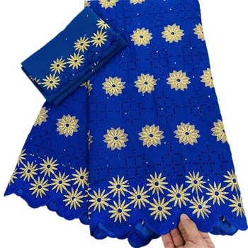 África do Laço de Tecido para a Parte de Costura, Echarpe Azul, 100% Algodão, Nova Moda Laço, 5 + 2 m